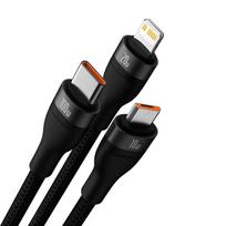 baseus usb type c laidas 2m - Baseus Flash 3in1 USB-C/USB-A 100W 1.2m (juodas) - 2 nuotrauka