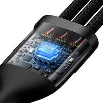 baseus usb type c laidas 2m - Baseus Flash 3in1 USB-C/USB-A 100W 1.2m (juodas) - 3 nuotrauka