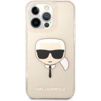 iphone 13 telefono deklas karl lagerfeld - Karl Lagerfeld "KLHCP13LKHTUGLGO TPU Full Glitter Karl Head Case iPhone 13 Pro" Gold - 1 nuotrauka