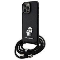 telefono deklas iphone 14 pro max - Karl Lagerfeld "KLHCP14XSAKCPSK Crossbody Saffiano Karl&Choupette 14 Pro Max" Black - 1 nuotrauka