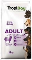 TropiDog Premium Adult Medium & Large, ėriena/ryžiai, 12 kg