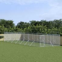 Lauko voljeras šunims, sidabrinis, 4x16x2m, plienas