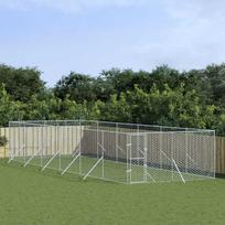 Lauko voljeras šunims, sidabrinis, 4x12x2m, plienas