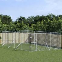 Lauko voljeras šunims, sidabrinis, 4x8x2m, plienas