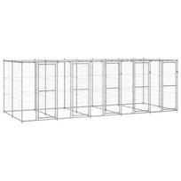 Lauko voljeras šunims su stogu, galvanizuotas plienas, 12,1m²