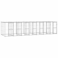 Lauko voljeras šunims su stogu, galvanizuotas plienas, 16,94m²
