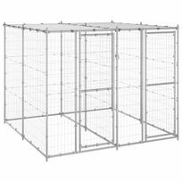 Lauko voljeras šunims su stogu, galvanizuotas plienas, 4,84m²