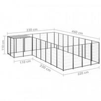suns buda - Voljeras šunims, juodos spalvos, 10,89 m², plienas - 6 nuotrauka