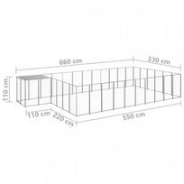 voljeras sunims - Voljeras šunims, sidabrinės spalvos, 19,36 m², plienas - 6 nuotrauka