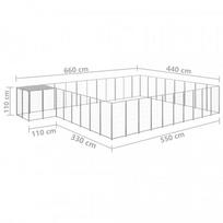 suns buda - Voljeras šunims, sidabrinės spalvos, 25,41 m², plienas - 6 nuotrauka