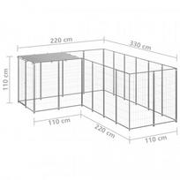 voljerai voljeras pigu lt - Voljeras šunims, sidabrinės spalvos, 4,84 m², plienas - 6 nuotrauka