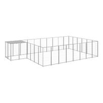 suns buda - Voljeras šunims, sidabrinės spalvos, 15,73 m², plienas - 1 nuotrauka