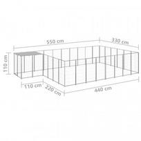 suns buda - Voljeras šunims, sidabrinės spalvos, 15,73 m², plienas - 6 nuotrauka