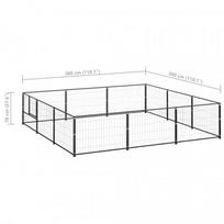 voljeras - Voljeras šunims, juodos spalvos, 9m², plienas - 6 nuotrauka