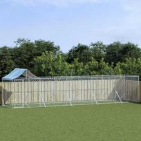 Lauko voljeras šunims su stogu, sidabrinis, 10x2x2,5m, plienas