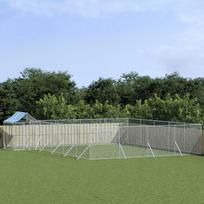 Lauko voljeras šunims su stogu, sidabrinis, 10x8x2,5m, plienas