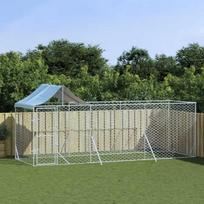 Lauko voljeras šunims su stogu, sidabrinis, 6x2x2,5m, plienas