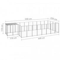 voljerai voljeras pigu lt - Voljeras šunims, sidabrinės spalvos, 10,89 m², plienas - 7 nuotrauka