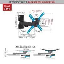 sieninis tv stovas - BARKAN 2300.B 26"-39" LED TV, 3 lankstų, sieninis, juodas - 2 nuotrauka