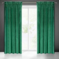 Minkšto ir blizgaus aksomo naktinė užuolaida Eurofirany SAMANTA 140X270cm, juosta / tunelis / kabliukai, spalva: žalia