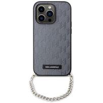 deklas apple iphone 14 - Karl Lagerfeld "Saffiano Monogram Chain iPhone 14 Pro" Silver - 1 nuotrauka