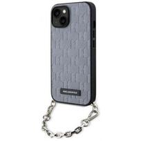 Karl Lagerfeld "Saffiano Monogram Chain iPhone 14" Silver