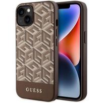 iphone 15 plus magsafe deklas - Guess "GCube Stripes MagSafe iPhone 14 Plus" Brown - 1 nuotrauka
