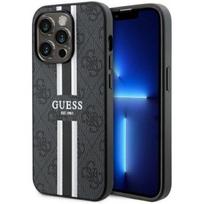 telefono deklas iphone 14 pro max - Guess "4G Printed Stripes MagSafe iPhone 14 Pro Max" Black - 1 nuotrauka