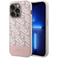 iphone 14 apple deklas magsafe - Guess "GCube Stripes MagSafe iPhone 14 Pro" Pink - 1 nuotrauka