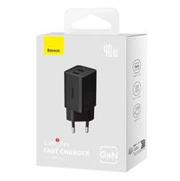 usb c pakrovejas - Baseus GaN5 40W, 2x USB C (juodas) - 8 nuotrauka