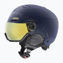 Moteriškas slidinėjimo šalmas UVEX Wanted Visor WE fleece sparkles/gold matt/mirror gold smoke