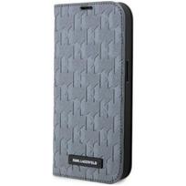 telefono deklas iphone 14 pro max - Karl Lagerfeld "Saffiano Monogram Book Case iPhone 14 Pro Max" Silver - 1 nuotrauka