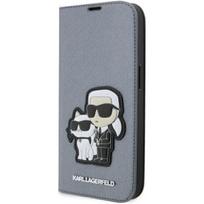 telefono deklas iphone 14 pro max - Karl Lagerfeld "Saffiano Karl & Choupette Book Case iPhone 14 Pro Max" Silver - 1 nuotrauka