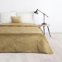 Eurofirany DESIGN 91 LUIZ / 4 Aksominė lovatiesė, dygsniuota karšto spaudimo būdu su palmių lapų raštu, 220X240 cm, spalva: smėlio Lovatiesė