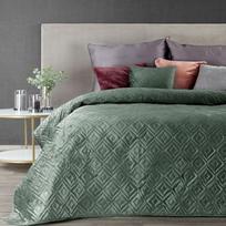 Eurofirany ARIEL/3 Lovatiesė iš švelnaus aksomo su švelniu blizgesiu, dygsniuota karšto spaudimo (hot press) metodu geometriniu raštu, 170X210 cm, spalva: tamsi mėtinė