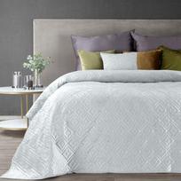 Eurofirany ARIEL/3 Lovatiesė iš švelnaus aksomo su švelniu blizgesiu, dygsniuota karšto spaudimo (hot press) metodu geometriniu raštu, 170X210 cm, spalva: balta