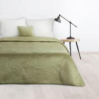 Eurofirany DESIGN 91 LUIZ / 4 Aksominė lovatiesė, dygsniuota karšto spaudimo būdu su palmių lapų raštu, 170X210 cm, spalva: šviesiai žalia