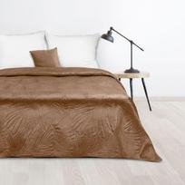 Eurofirany DESIGN 91 LUIZ / 4 Aksominė lovatiesė, dygsniuota karšto spaudimo būdu su palmių lapų raštu, 220X240 cm, spalva: plytų Lovatiesė