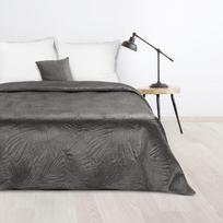 Eurofirany DESIGN 91 LUIZ / 4 Aksominė lovatiesė, dygsniuota karšto spaudimo būdu su palmių lapų raštu, 170X210 cm, spalva: grafito