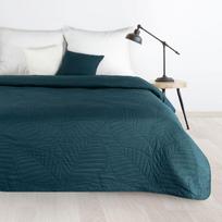 Eurofirany DESIGN 91 BONI / 6 Lovatiesė, dygsniuota karšto spaudimo būdu su lapų raštu, 170X210 cm, spalva: tamsi turkio Lovatiesė