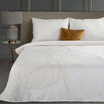 Eurofirany LIMITED COLLECTION BLANCA4 Minkštas ir švelnus pledas, dekoruotas didelių vandens lelijų raštu, 150X200 cm, spalva: balta / auksinė