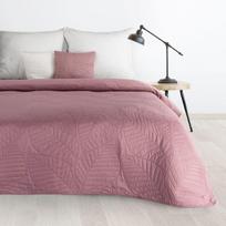 Eurofirany DESIGN 91 BONI / 6 Lovatiesė, dygsniuota karšto spaudimo būdu su lapų raštu, 170X210 cm, spalva: rožinė Lovatiesė