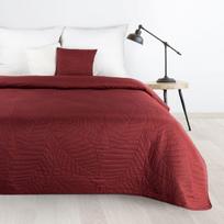 Eurofirany DESIGN 91 BONI / 6 Lovatiesė, dygsniuota karšto spaudimo būdu su lapų raštu, 220X240 cm, spalva: plytų Lovatiesė
