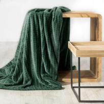 Eurofirany DESIGN 91 CINDY2 Minkštas ir švelnus pledas su įspaustu kubelių raštu, 170X210 cm, spalva: tamsi žalia