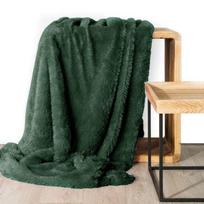 kailio pledas - Eurofirany DESIGN 91 Minkšto kailio struktūros pledas TIFFANY su sidabriniu siūlu,170X210 cm, spalva: tamsi žalia - 1 nuotrauka