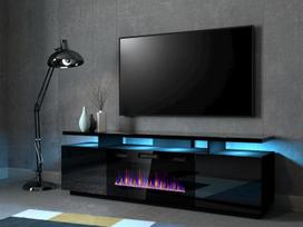 elektrinis stalo 180 - RTV EVA spintelė su elektriniu židiniu 180x40x52 cm juoda/blizgiai juoda - 1 nuotrauka
