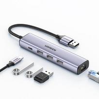 hub - Ugreen daugiafunkcis adapteris HUB USB Type C – 3 x USB / Ethernet RJ-45 / USB Type C PD pilkas (CM475) - 2 nuotrauka