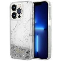 telefono deklas iphone 14 pro max - Guess "Liquid Glitter Marble iPhone 14 Pro Max" White - 1 nuotrauka