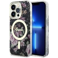 iphone deklas - Guess "Flower MagSafe iPhone 14 Pro" Black - 1 nuotrauka