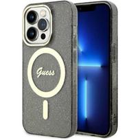 blizgantis deklas - Guess "Glitter Gold MagSafe iPhone 14 Pro" Black - 1 nuotrauka